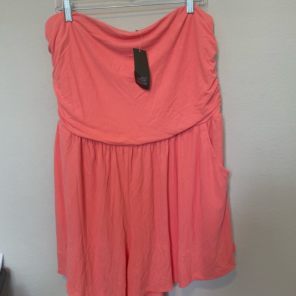 Wild Fable coral  Pleated romper Sleeveless Cowl Neck